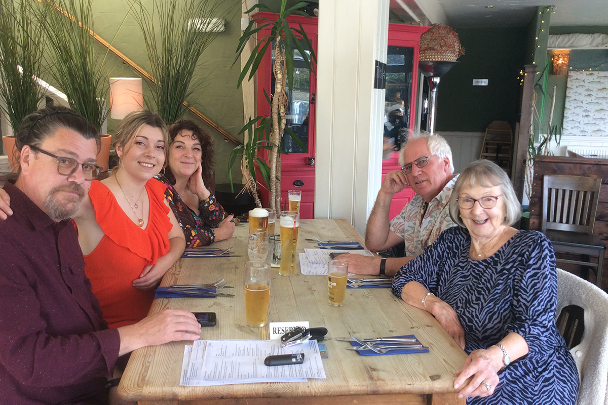 Family lunch in the Ferryside, Poppit Sands.